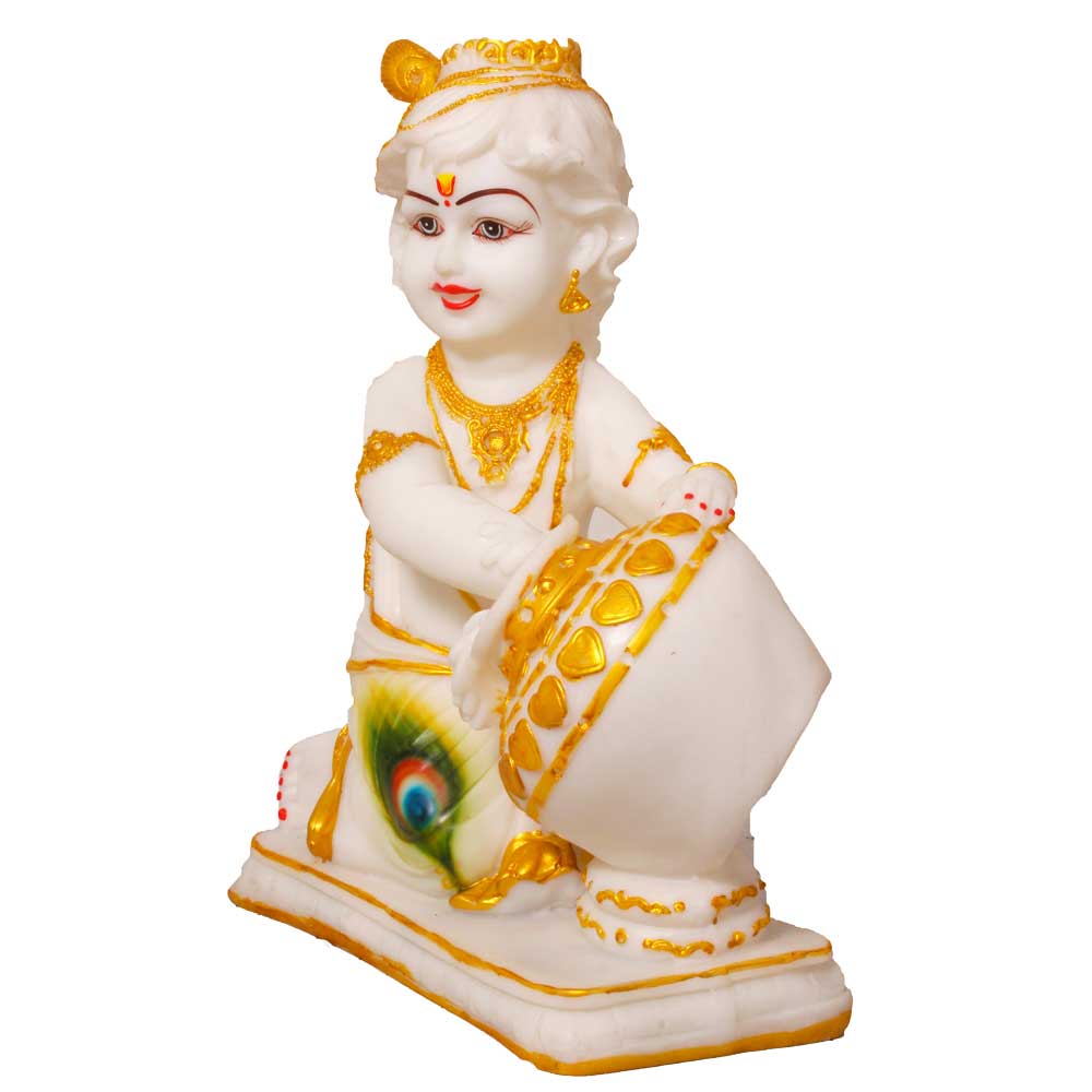 Marble Look Lord Krishna Idol Statue 16 Inch