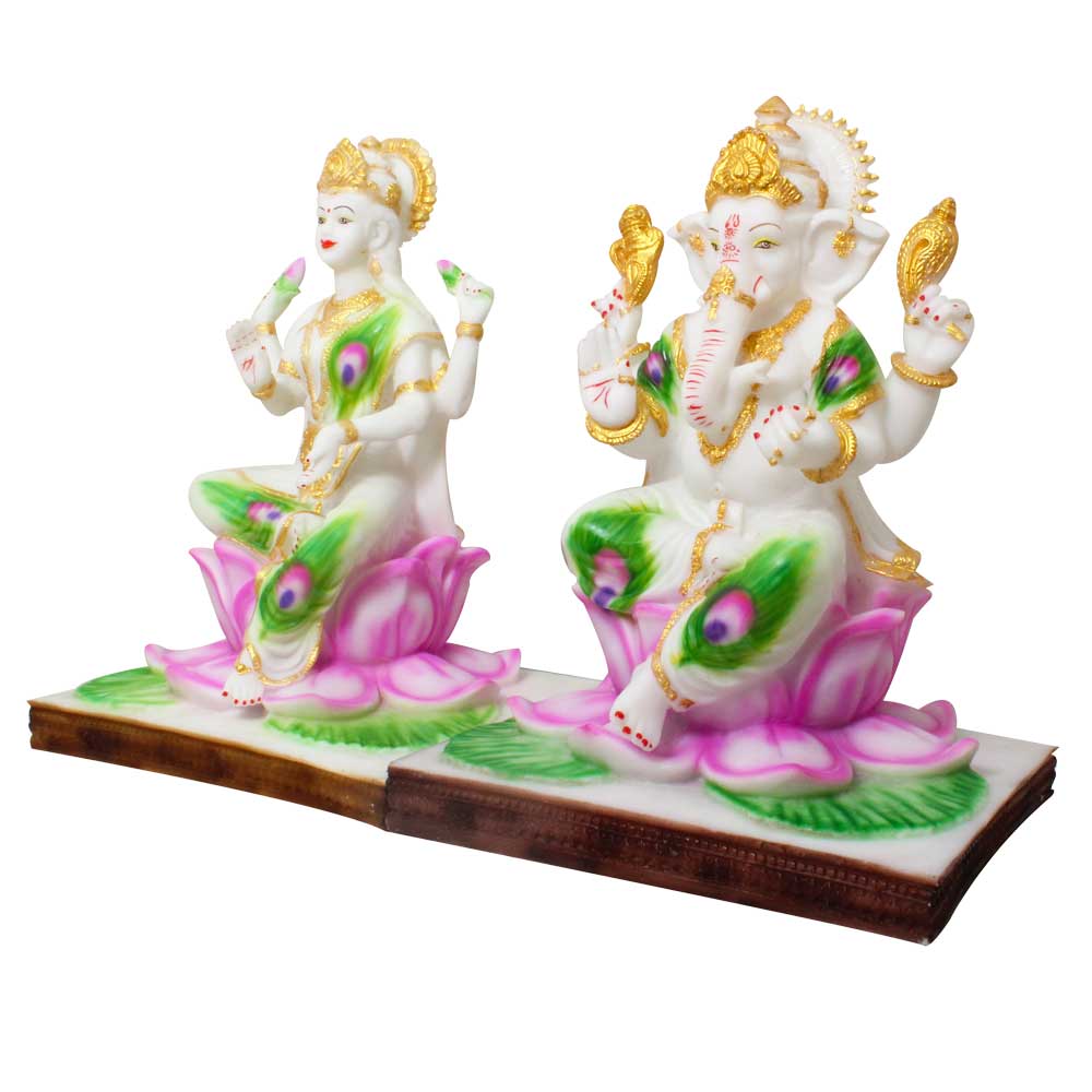 Marble Look Lord Laxmi Ganesh Idol 18 Inch