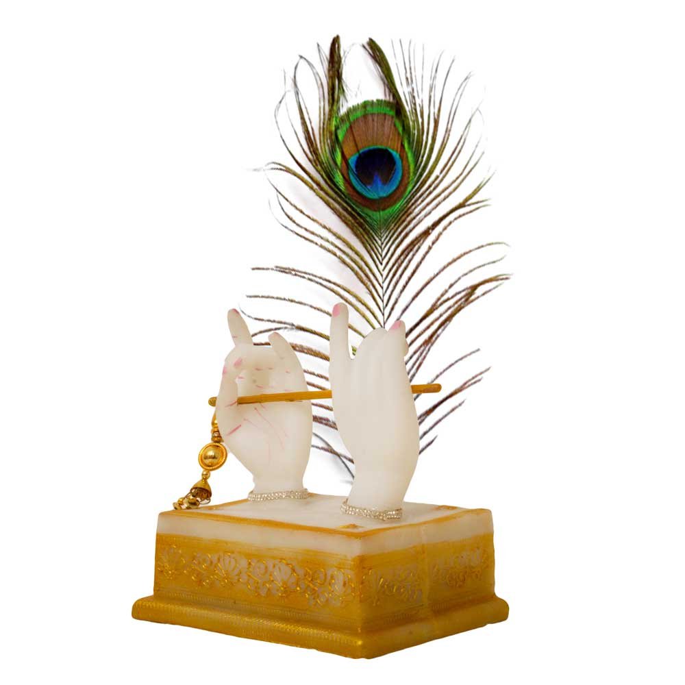 Marble Look Krishna More Pankh Statue 10 Inch ( 25.5 cm )