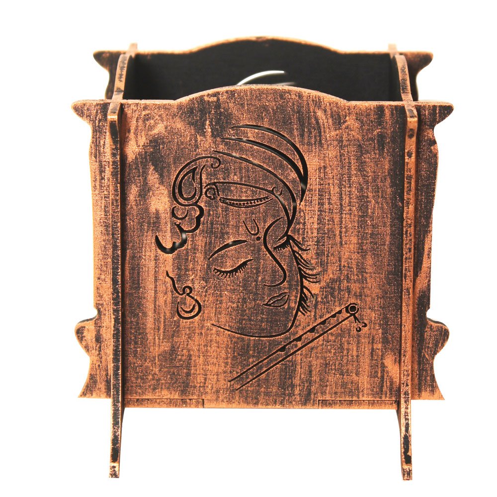 Wooden Art Murli Krishna Pen Stand 4 Inch ( 10.5 cm )