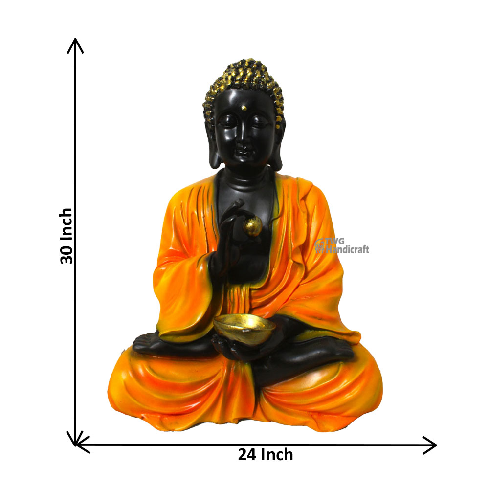 Large Size Buddha Statue Showpiece Black Orange 30 inch