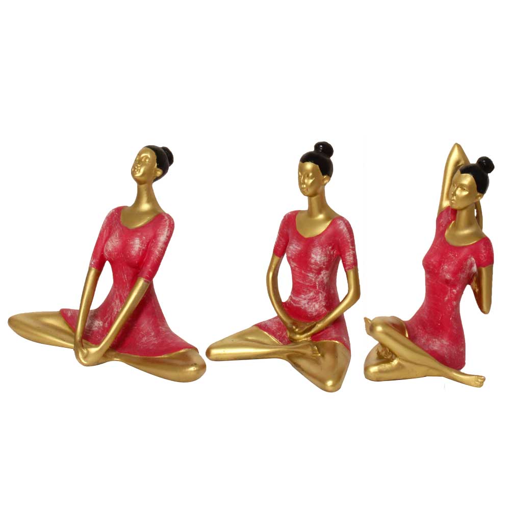 3 Set of Yoga Lady Decorative Statue 8 Inch
