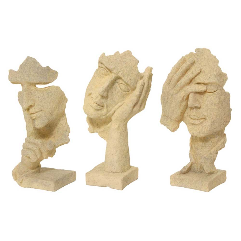 Set of 3 Modern Art Face Showpiece 7 Inch