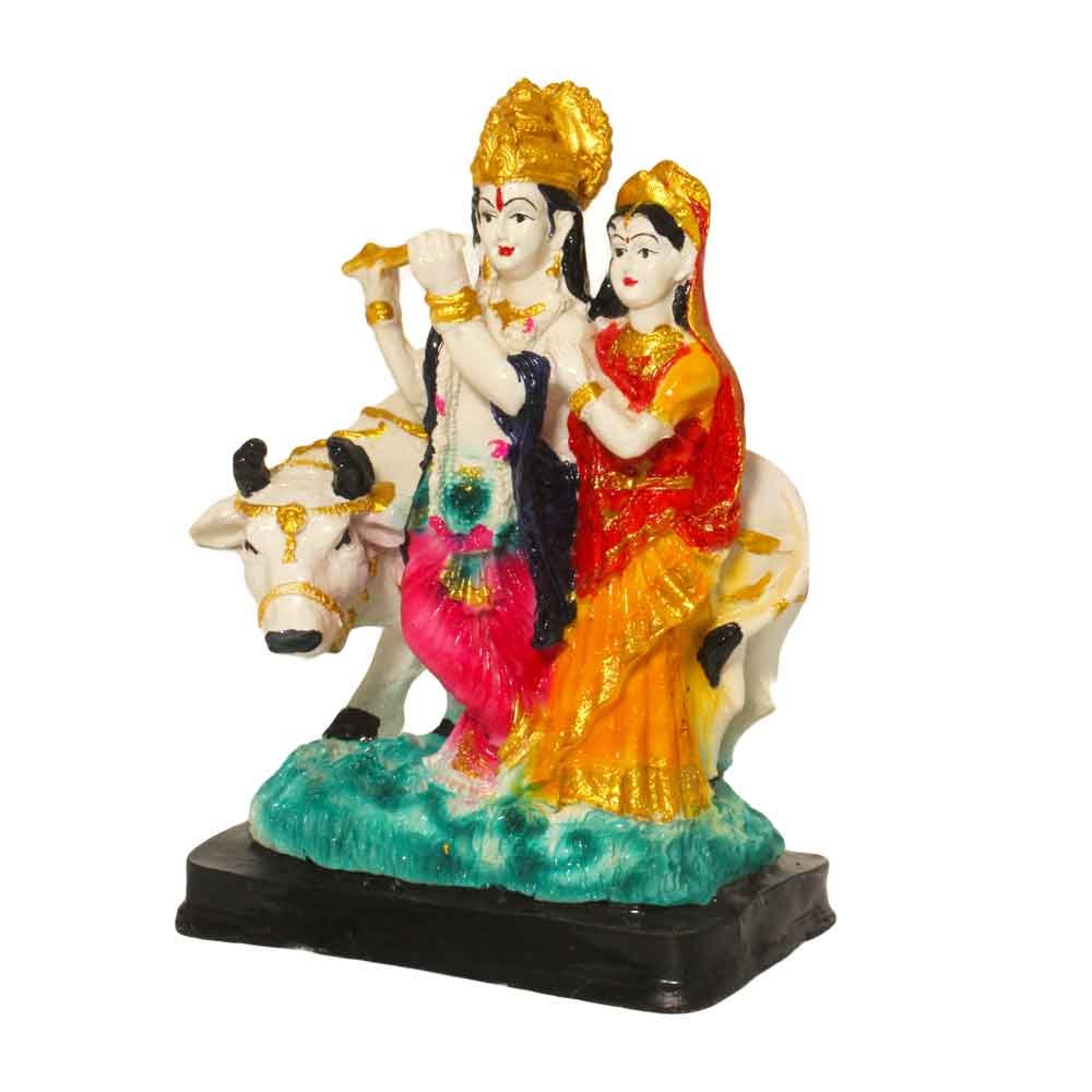 Cow Radha Krishna Statue Gift 8 Inch ( 20.5 cm )