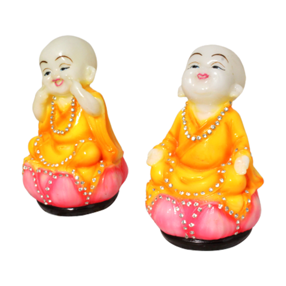 2 Pair of Baby Monk Statue 6.5 Inch