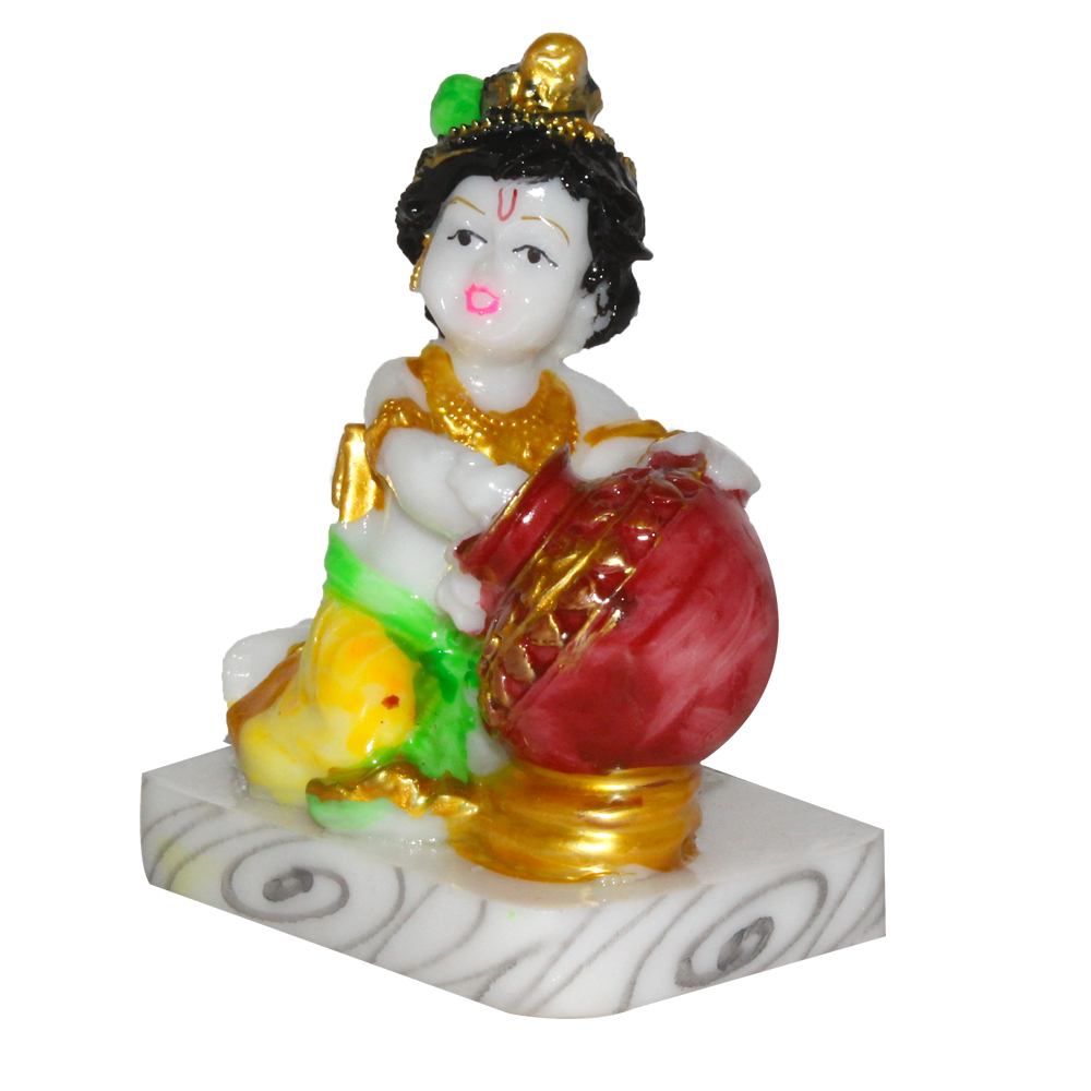 Marble Look Makhan Krishna Idol 4.5 Inch