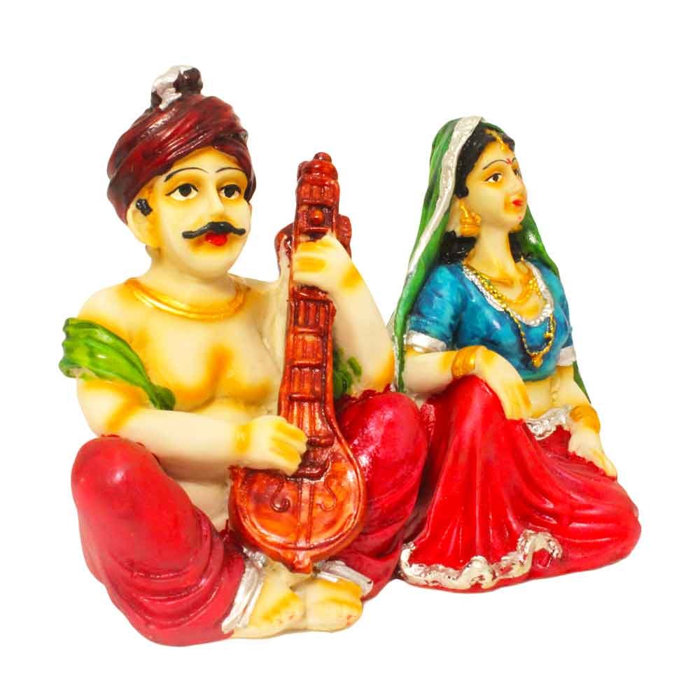 Rajasthani Couple Statue Showpiece 5.5 Inch ( 14 cm )