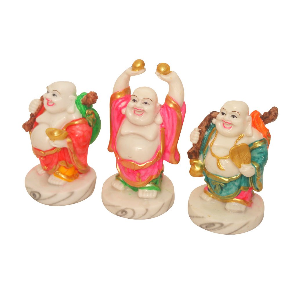 Pair of 3 Laughing Buddha Statue 4.5 Inch