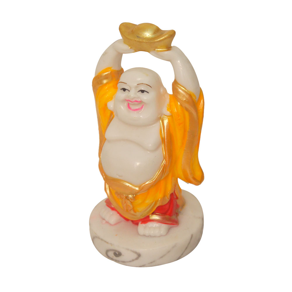 Marble Look Laughing Buddha Statue Gift 4.5 Inch