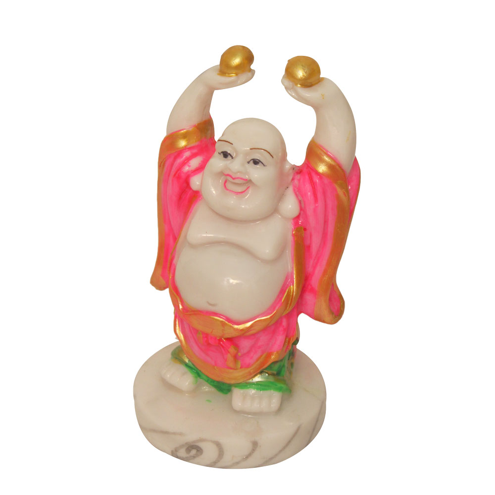 Marble Look Laughing Buddha Statue Gift 4.5 Inch
