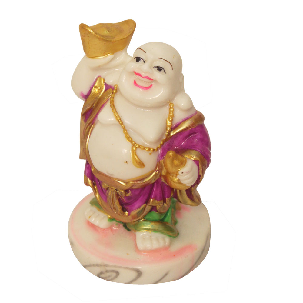 Marble Look Laughing Buddha Statue Gift 4 Inch