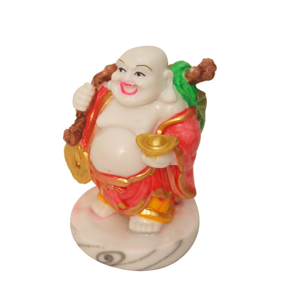 Marble Look Laughing Buddha Statue Gift 4 Inch ( 10.5 cm )