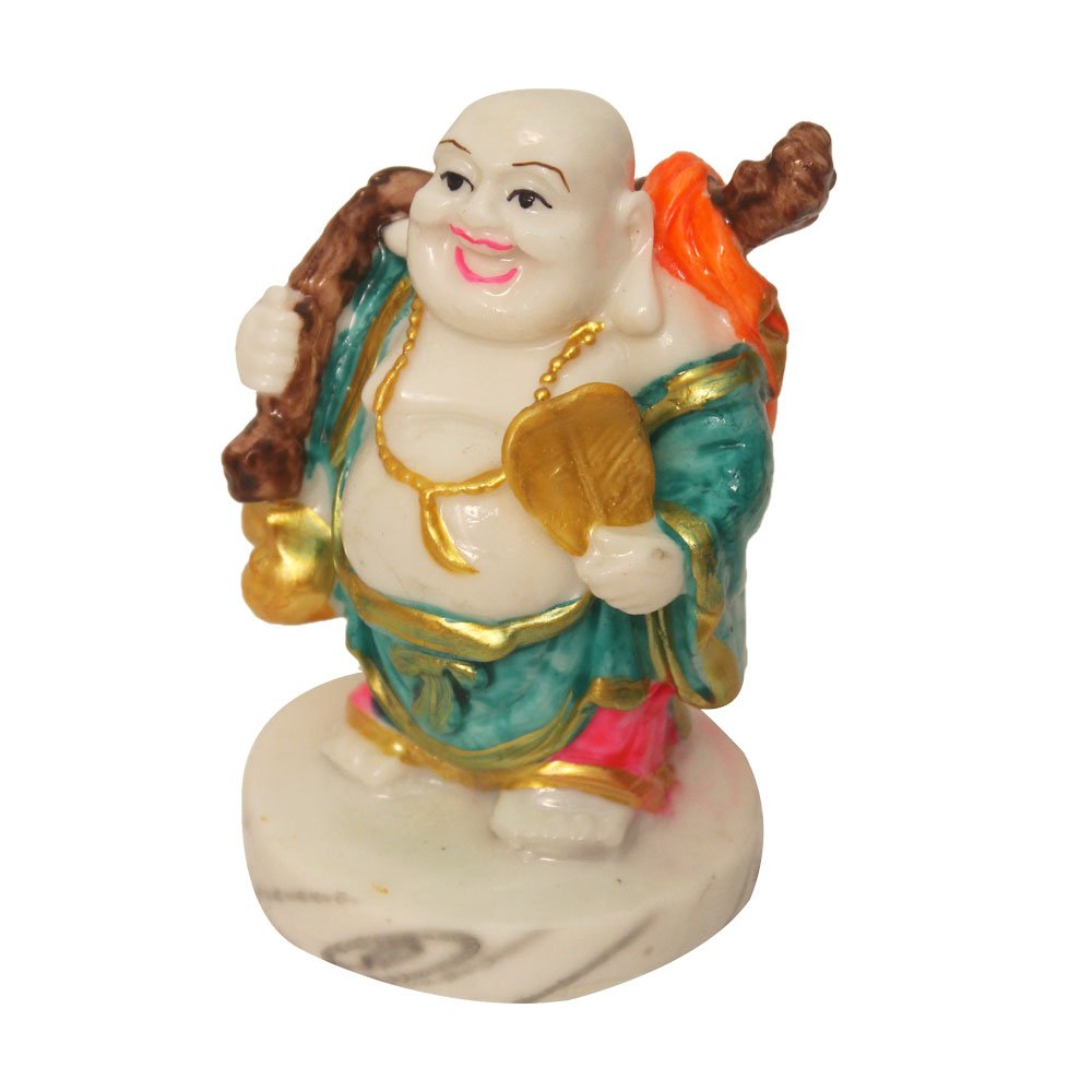 Marble Look Laughing Buddha Statue Gift 4 Inch ( 10.5 cm )