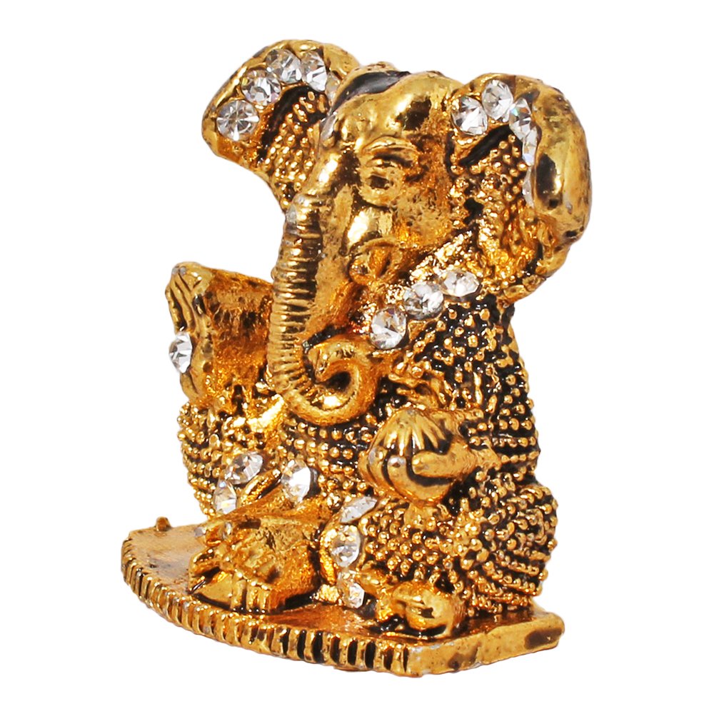 Car Dashboard Metallic Ganesha Statue 1 Inch ( 3 cm )