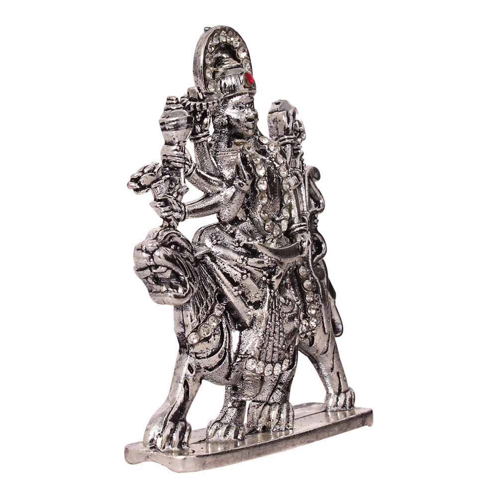 Metallic Durga Ma Statue Car Dashboard Idol 3 Inch ( 8 cm )