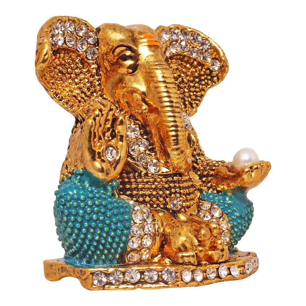 Metallic Ganesha Statue Car Dashboard Idol 2 Inch ( 5.5 cm )