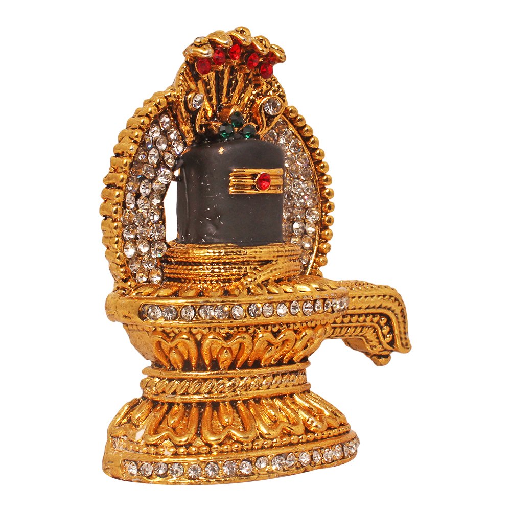 Gold Plated Metallic Shiv Ling Car Dashboard Idol 2 Inch ( 5.5 cm )