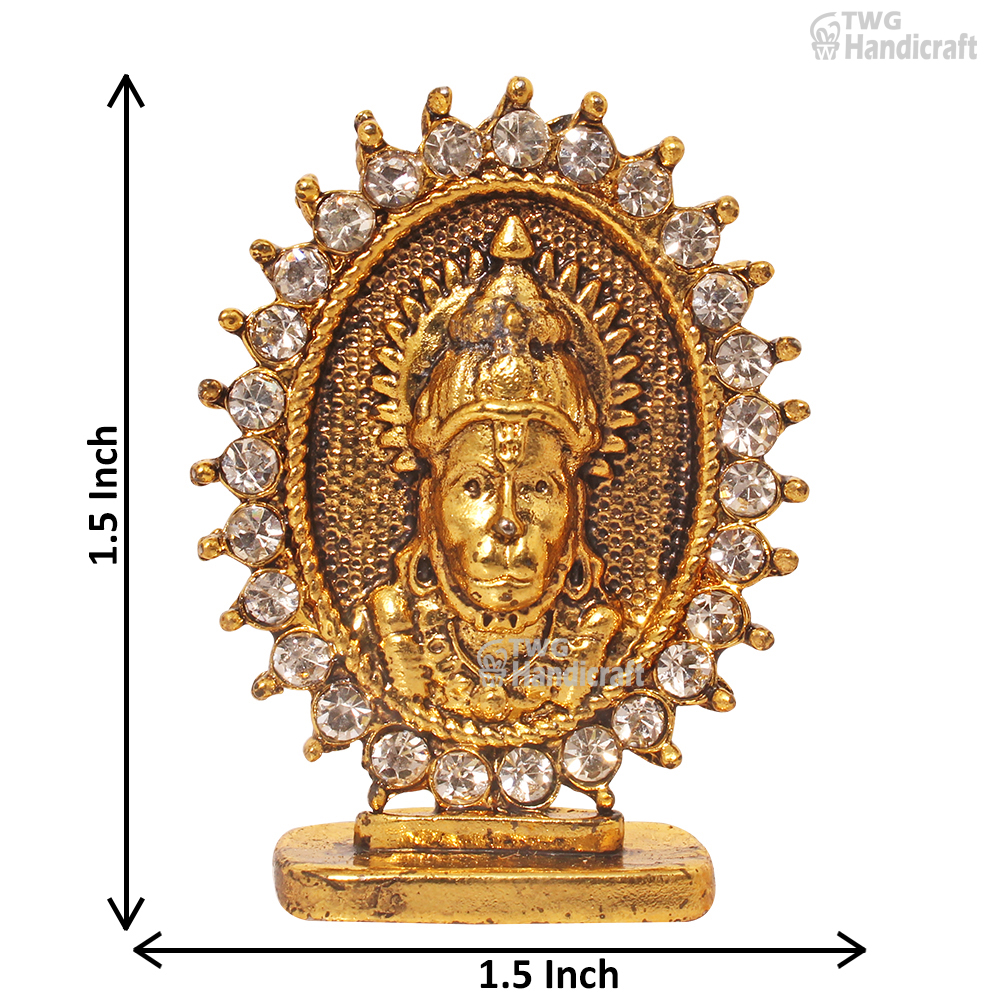 Gold Plated Metallic Hanuman Statue Car Dashboard Gift 1.5 Inch