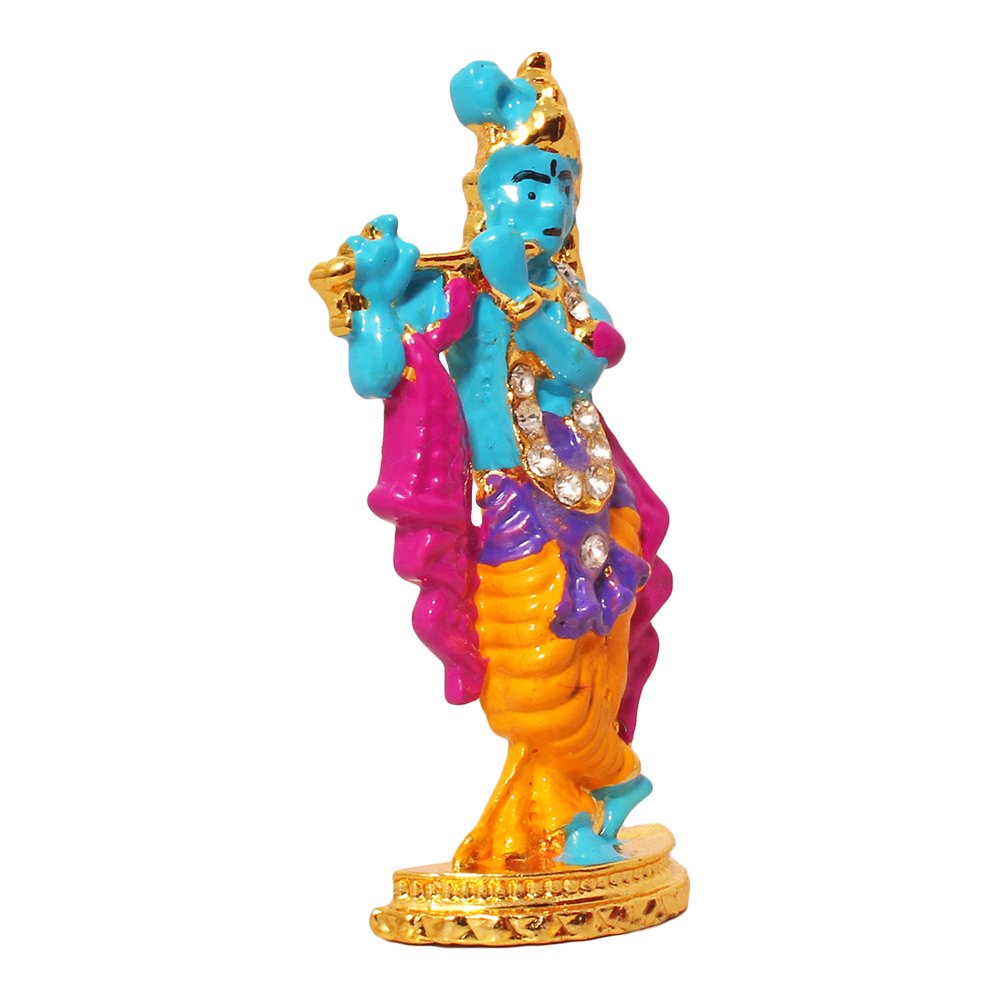 Metallic Bansuri Krishna Statue Car Dashboard Idol 2 Inch ( 5.5 cm )