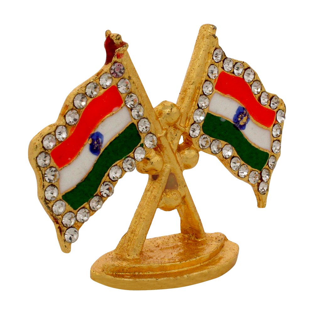 Car Dashboard Metallic Indian Flag Gift 1.5 Inch ( 4 cm )