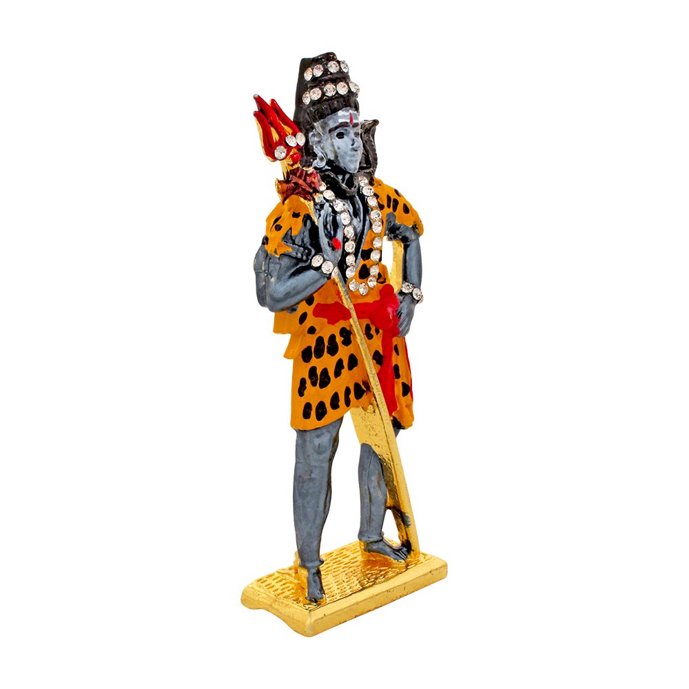 Gold Plated Metallic Shiv Statue Car Dashboard Sculpture 4 Inch ( 10.5 cm )