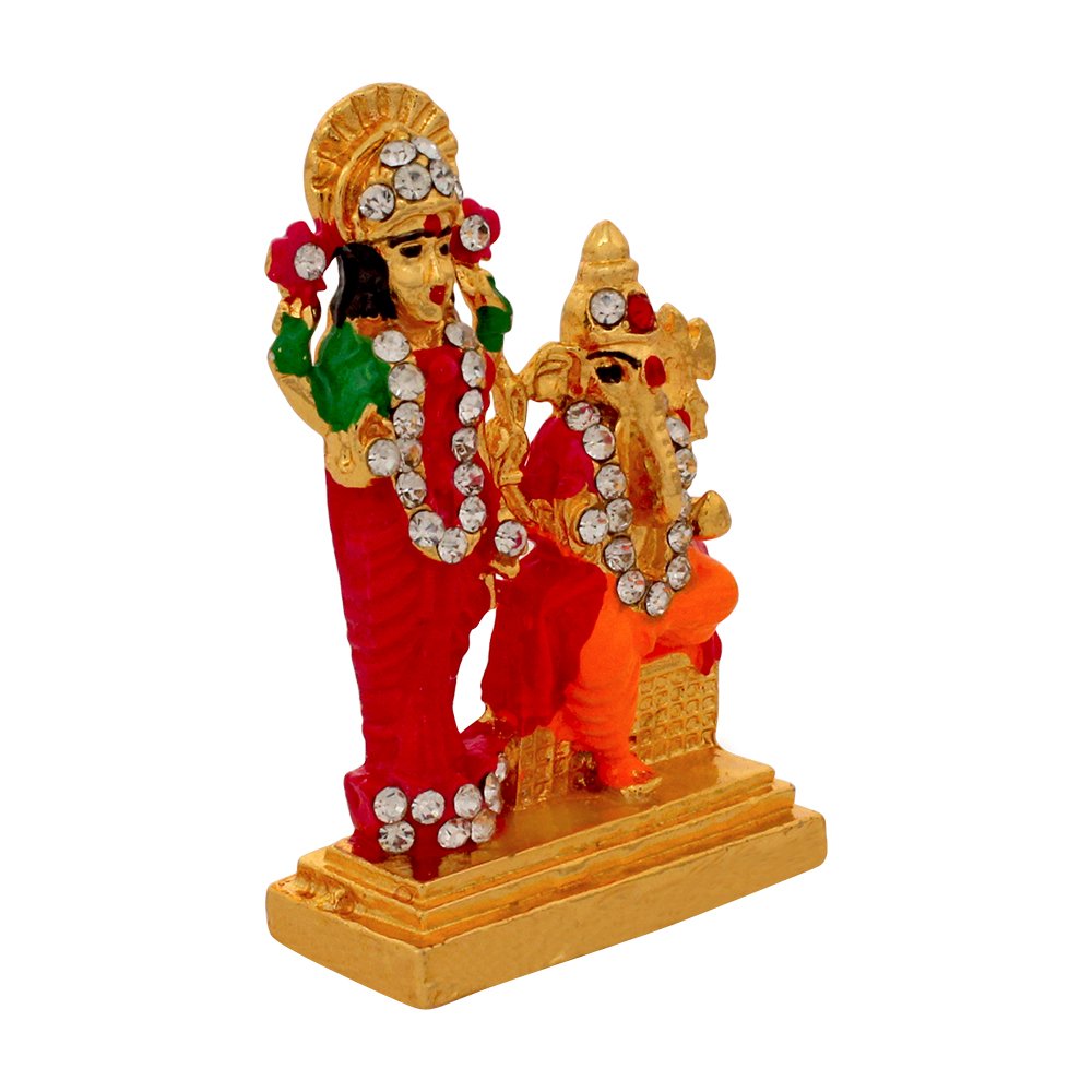 Metallic Laxmi Ganesha Statue Small Idol 2 Inch ( 5.5 cm )