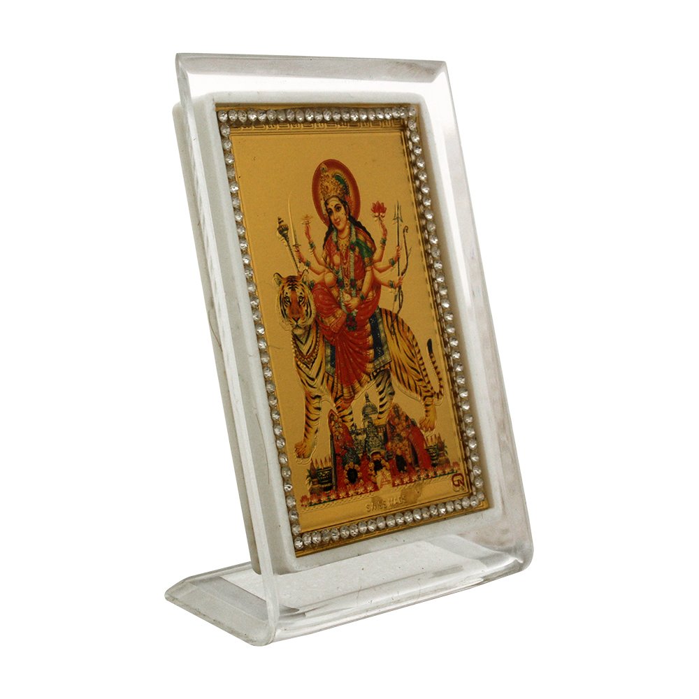 Golden Foil Acrylic Durga Frame 3.5 Inch ( 9 cm )