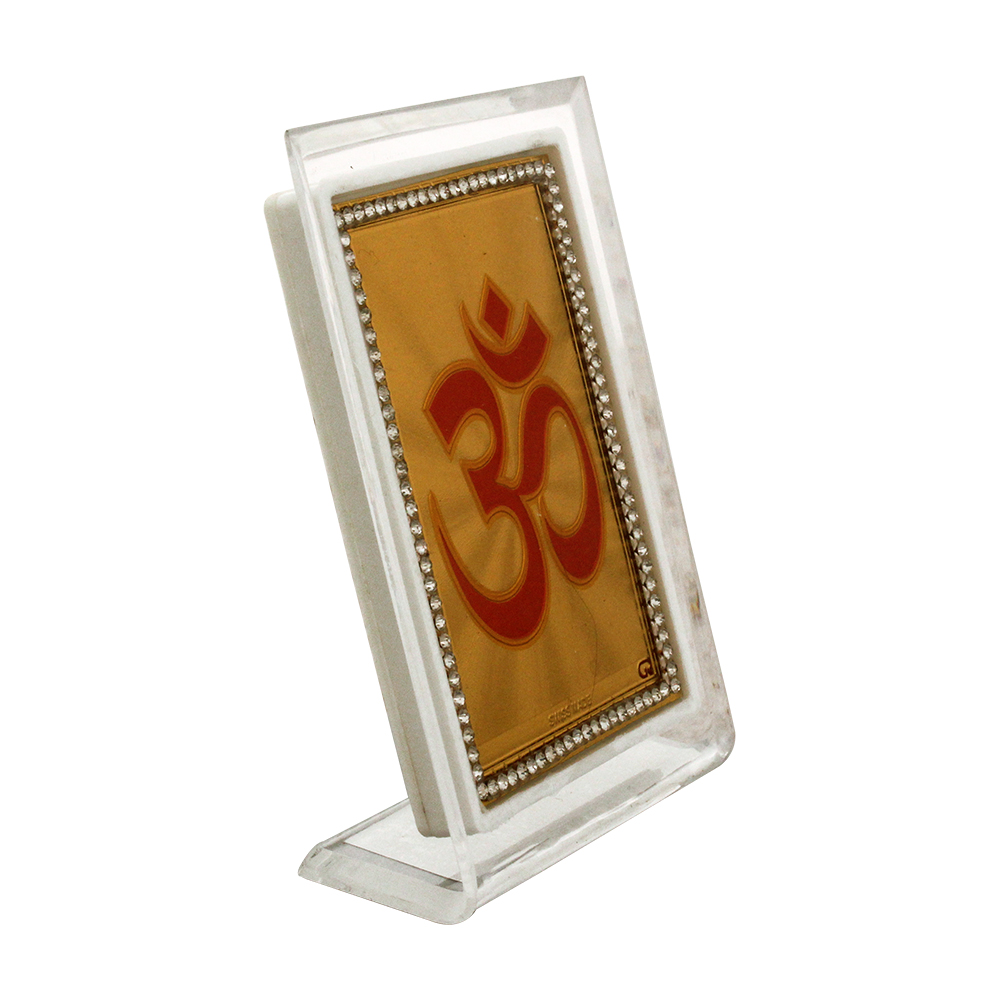 Golden Foil Acrylic Om  Frame 3.5 Inch