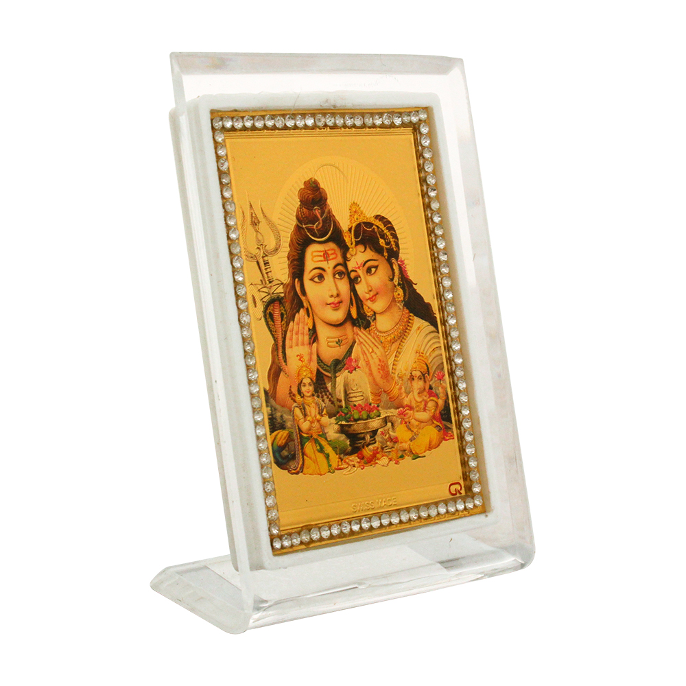 Golden Foil Acrylic Shiv Parivar God Frame 3.5 Inch