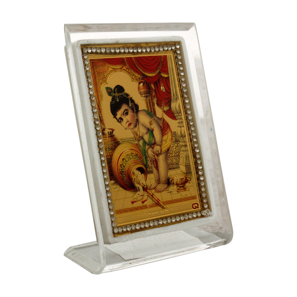 Golden Foil Acrylic Krishna Frame 3.5 Inch