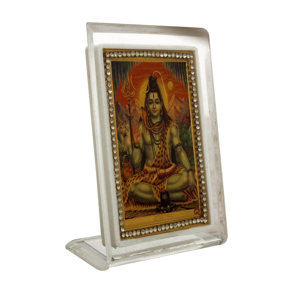 Golden Foil Acrylic Shiva God Frame 3.5 Inch ( 9 cm )