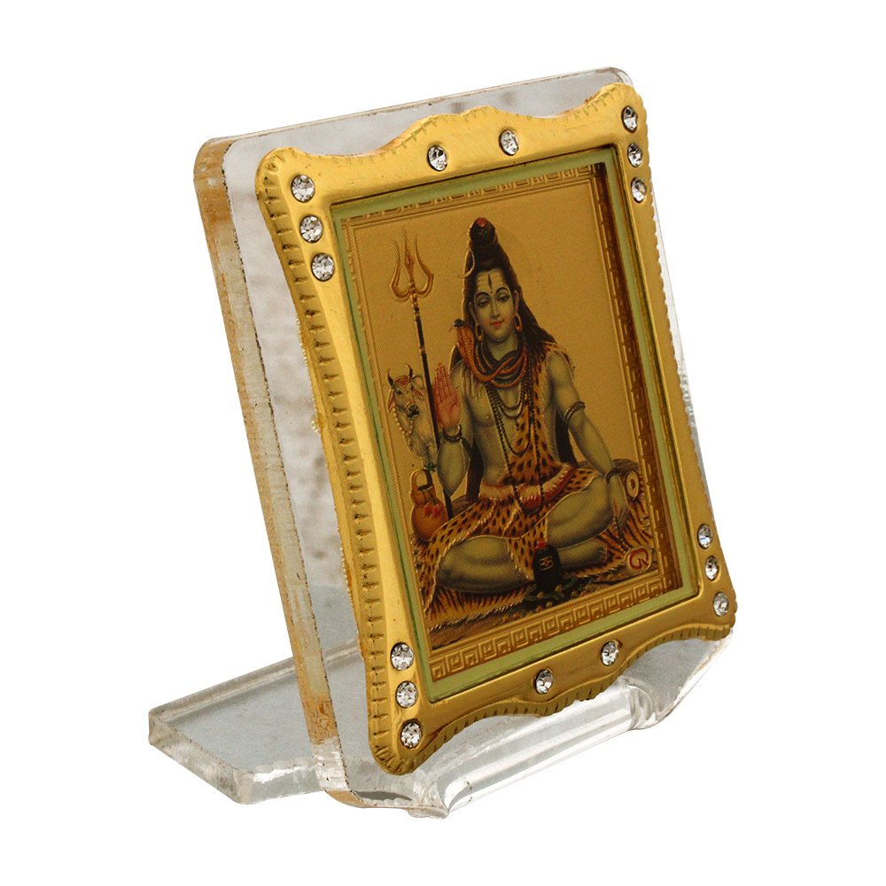 Golden Foil Acrylic Shiva God Frame 3 Inch