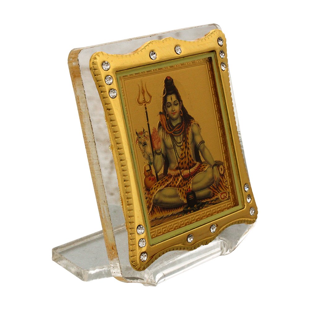 Golden Foil Acrylic Shiva God Frame 3 Inch ( 8 cm )