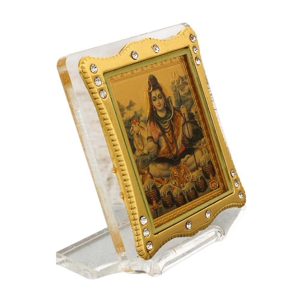 Golden Foil Acrylic Shiva God Frame 3 Inch ( 8 cm )