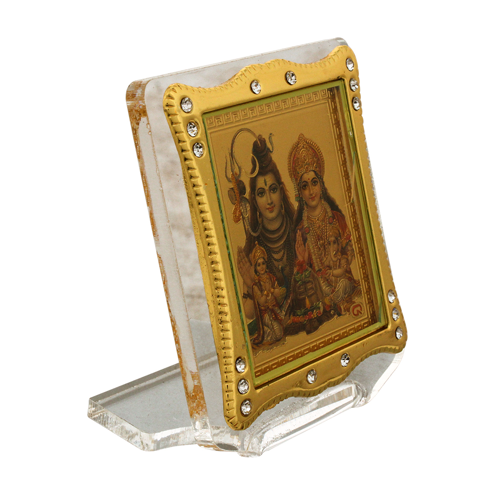 Golden Foil Acrylic Shiv Parivar God Frame 3 Inch