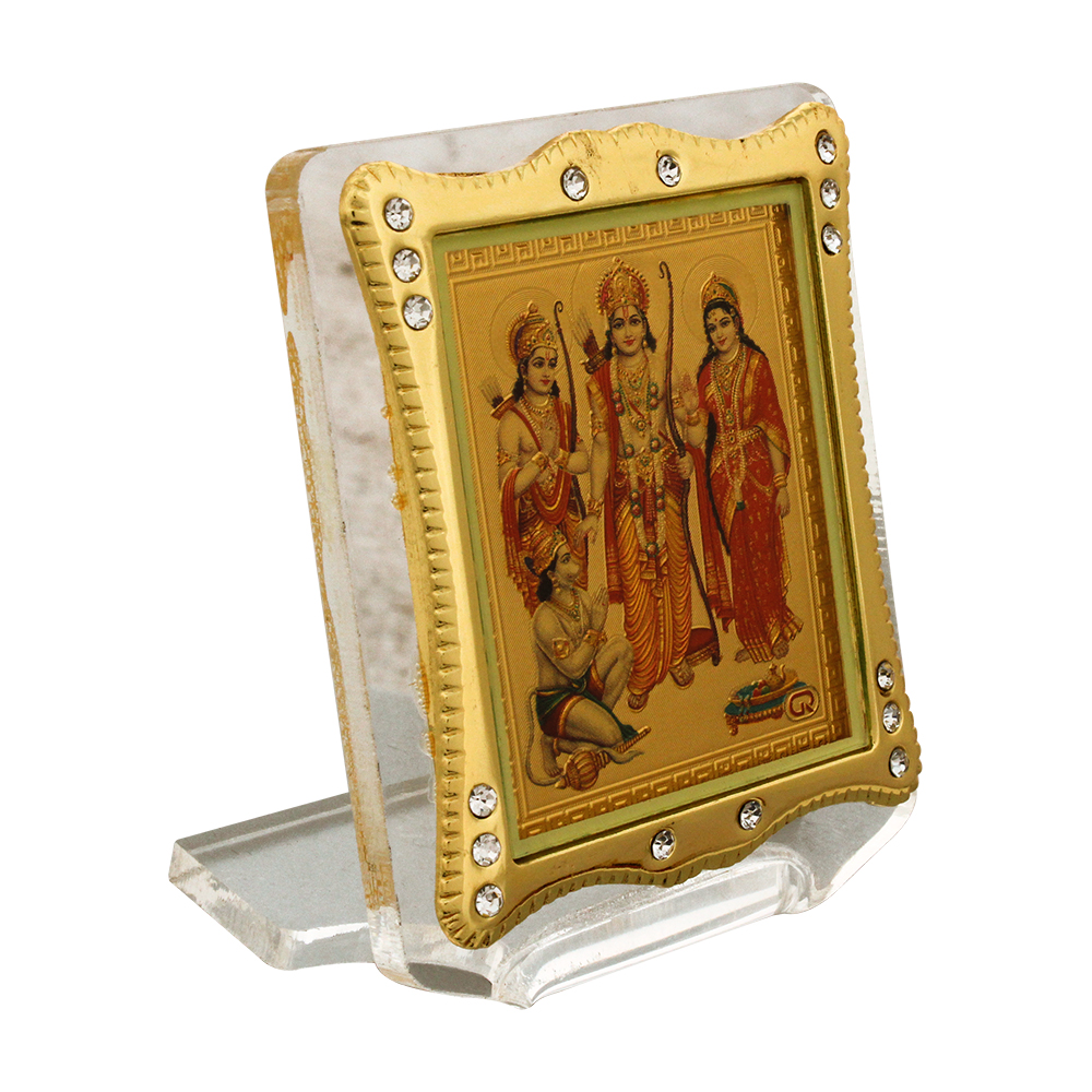 Golden Foil Acrylic Ram Darbar God Frame 3 Inch