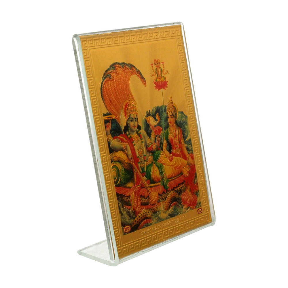 Golden Foil Acrylic Vishnu Laxmi Frame 3.5 Inch ( 9 cm )