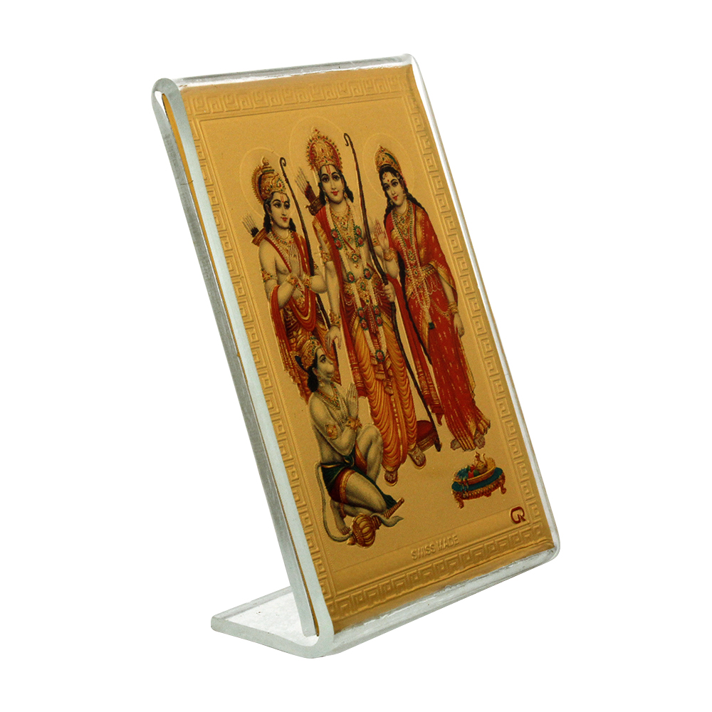Golden Foil Acrylic Ram Darbar God Frame 3.5 Inch