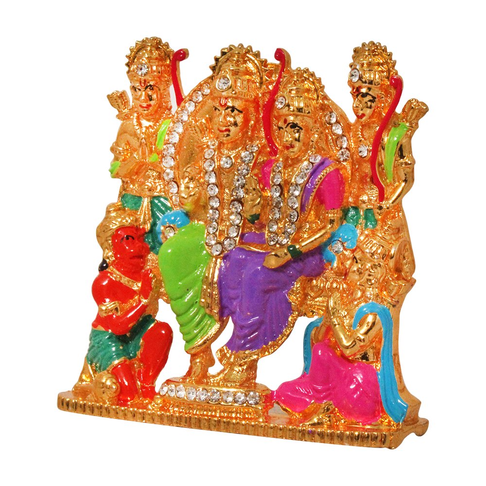 Metallic Ram Darbar Statue Car Dashboard Figurine 3 Inch ( 8 cm )