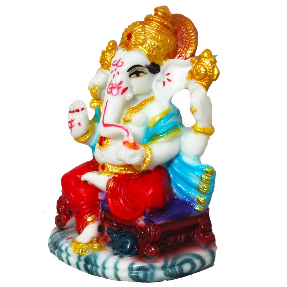 Marble Look Ganesha Statue Murti 4.5 Inch