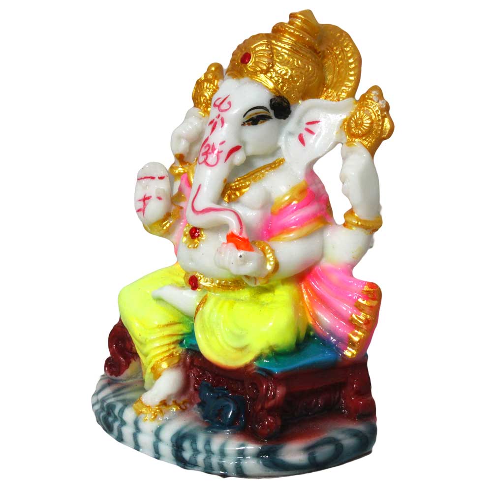 Marble Look Ganesha Statue Idol 4.5 Inch