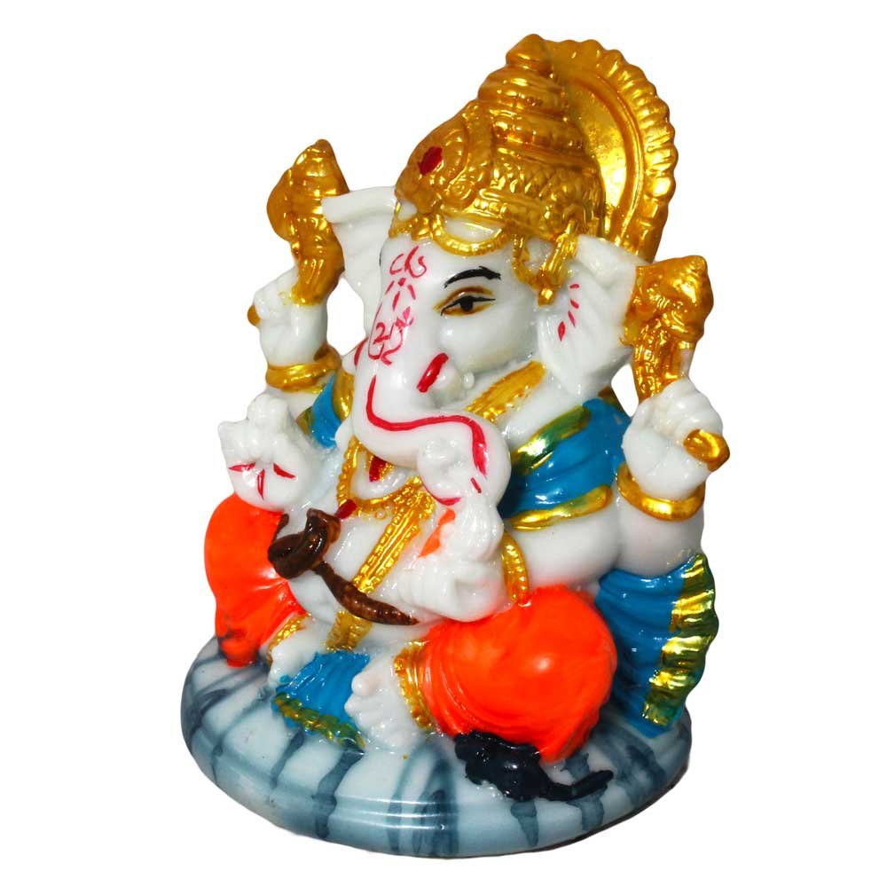 Marble Look Ganesha Sculpture 4 Inch ( 10.5 cm )