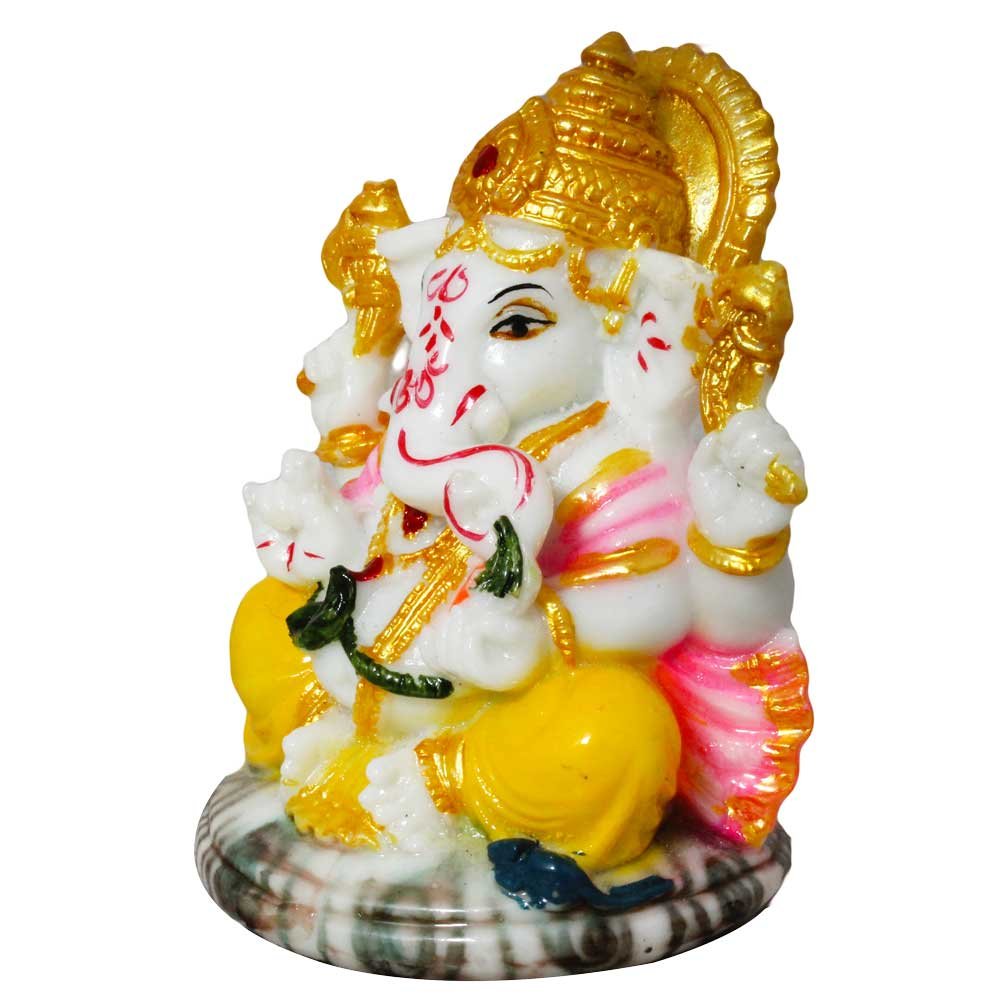 Marble Look Ganesha Statue Figurine 4 Inch ( 10.5 cm )
