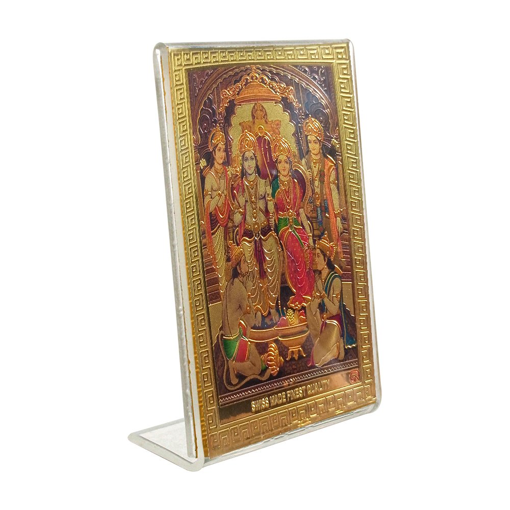 Golden Foil Acrylic Ram Darbar God Frame 3.5 Inch ( 9 cm )