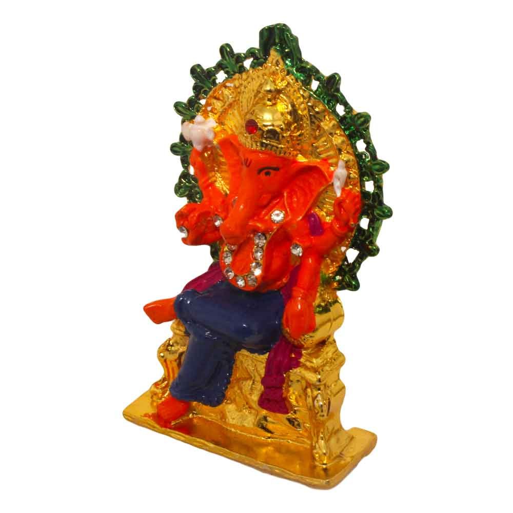 Metallic Ganesha Statue Car Dashboard Idol 3 Inch ( 8 cm )