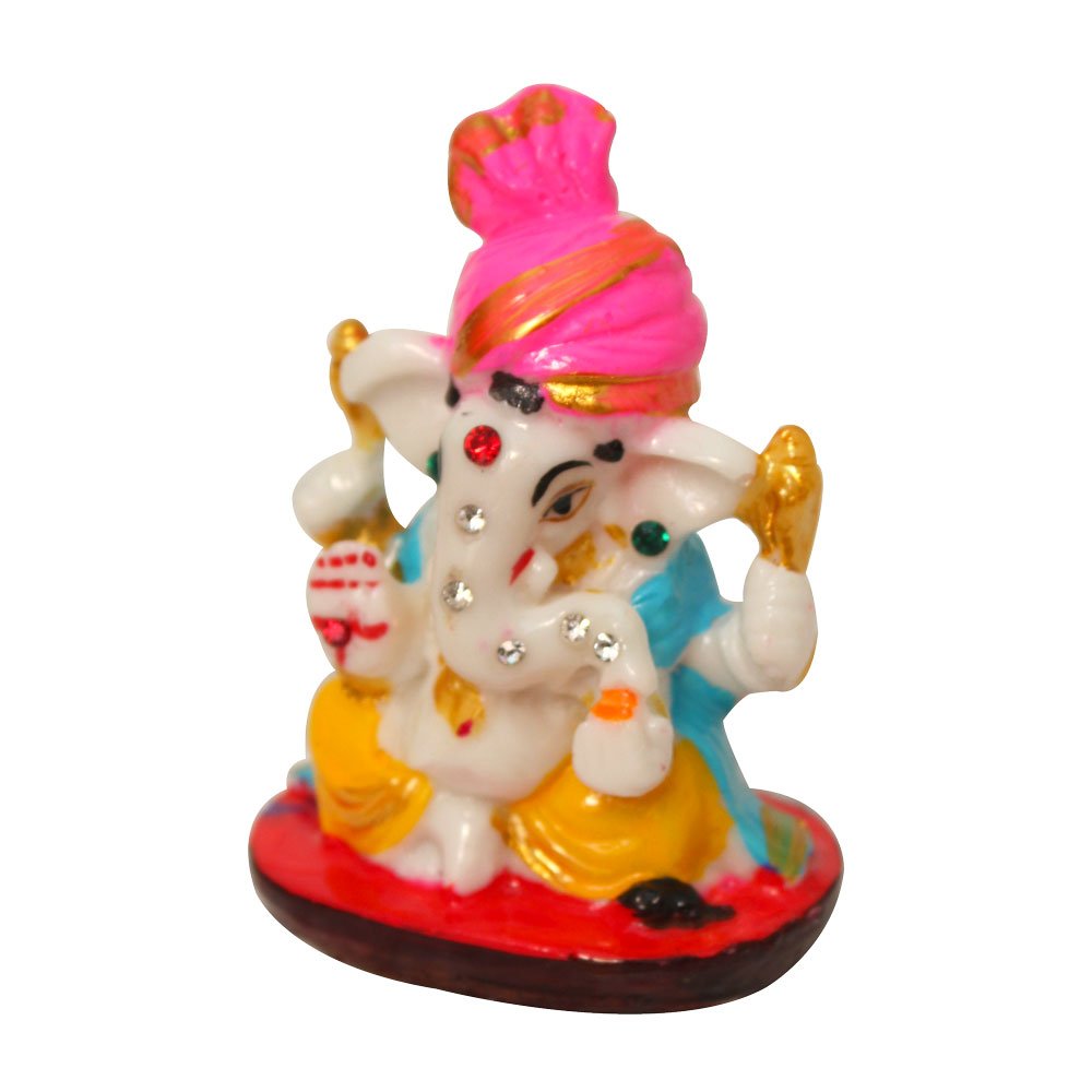 Car Dashboard Pagdi Ganesha Statue 3.5 Inch ( 9 cm )