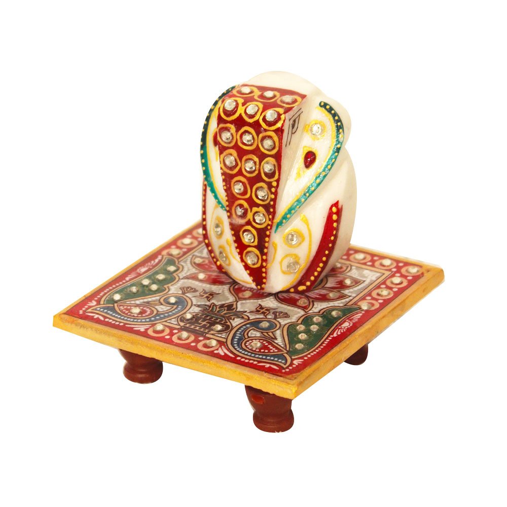 White Marble Ganesha Statue Gift 3.75 Inch ( 10 cm )