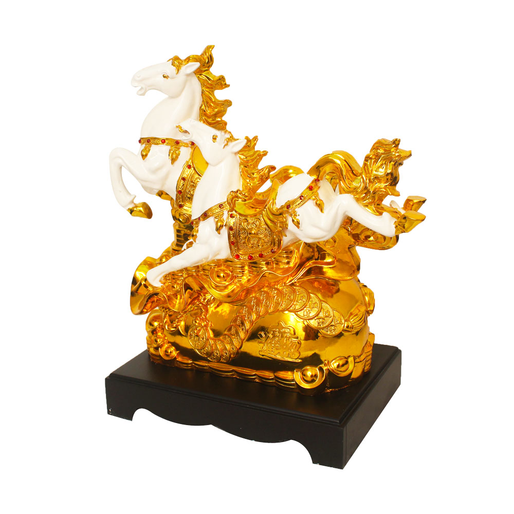 Gold Plated Horse Statue Showpiece Gift 16 Inch