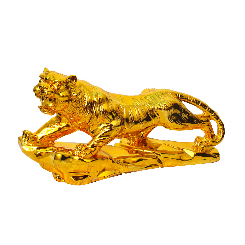 Gold Plated Lion Statue 9.5 Inch