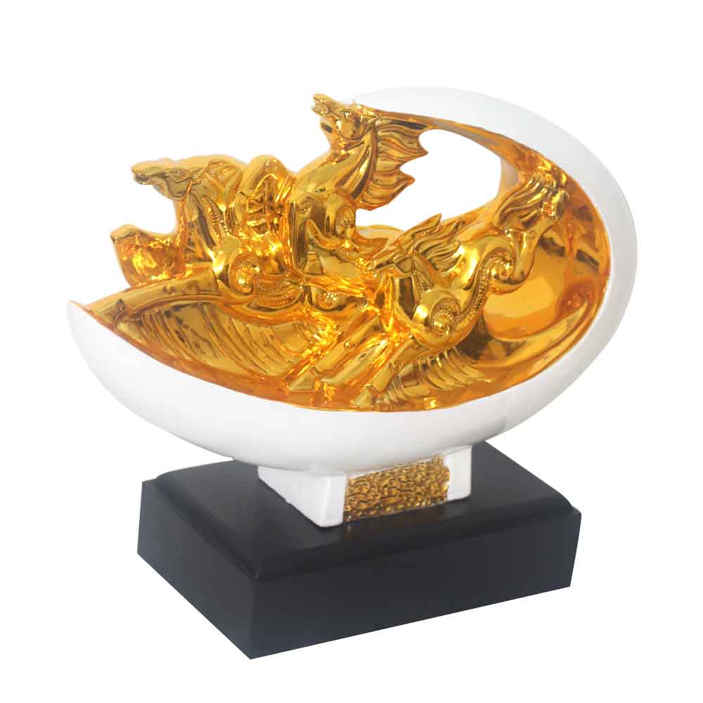 Gold Plated Horse Showpiece 10 Inch